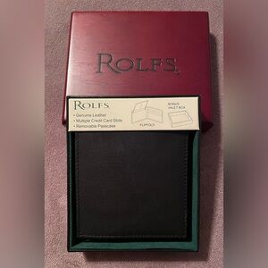 Rolfs Black Leather Wallet with Bonus Valet Box NIB